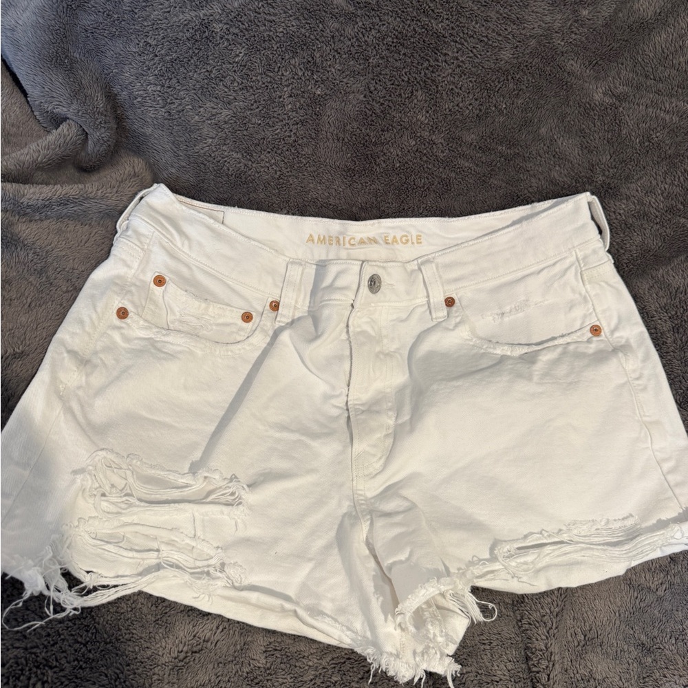 American Eagle Outfitters White Ripped Jean Shorts